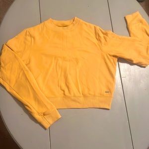 Yellow Cropped Crewneck Sweater Pullover Hollister Small